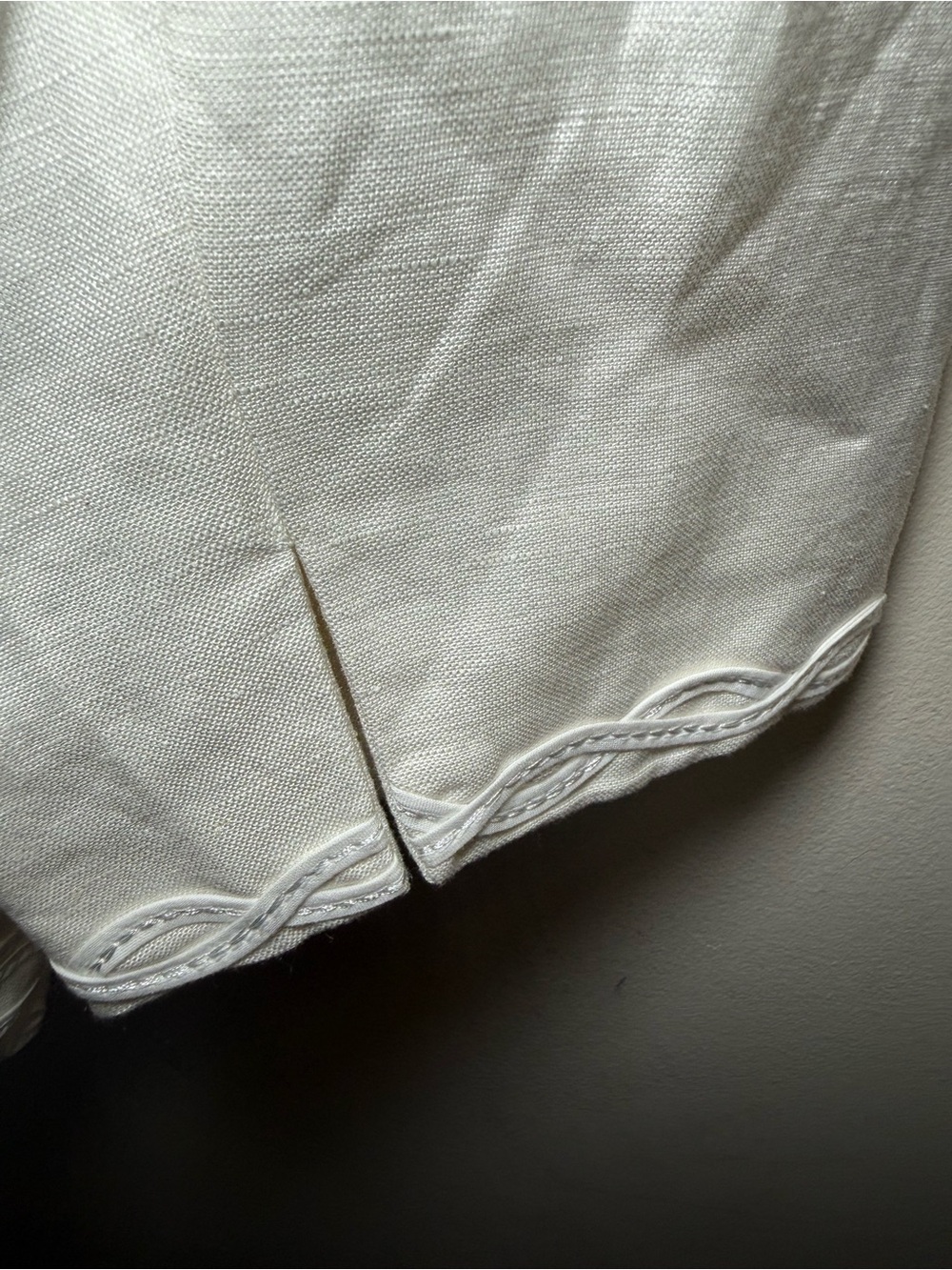 Dressbarn Woman White Embroidered Mandarin Style Linen Blend Open Blazer Sz 20W - Picture 11 of 12